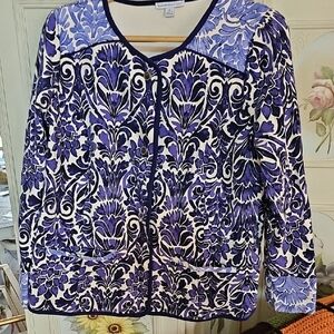 Isaac Mizrahi Purple and White Knit Top